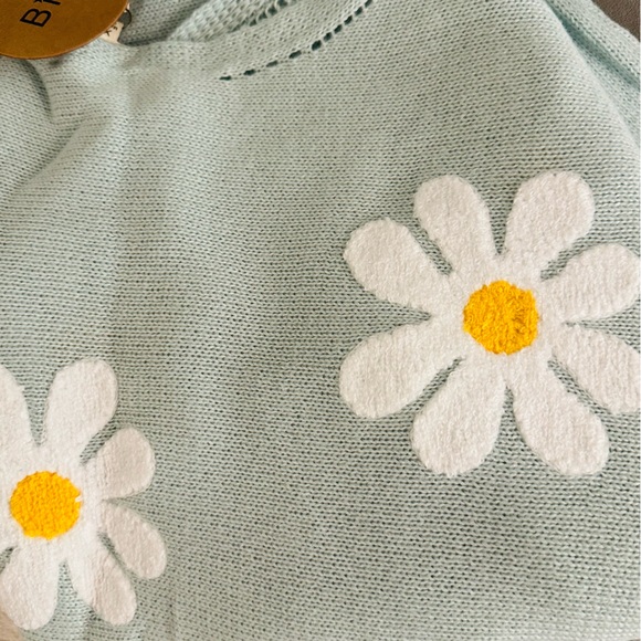 Kiera Embroidered Flower Sweater Top Seafoam - Picture 5 of 6